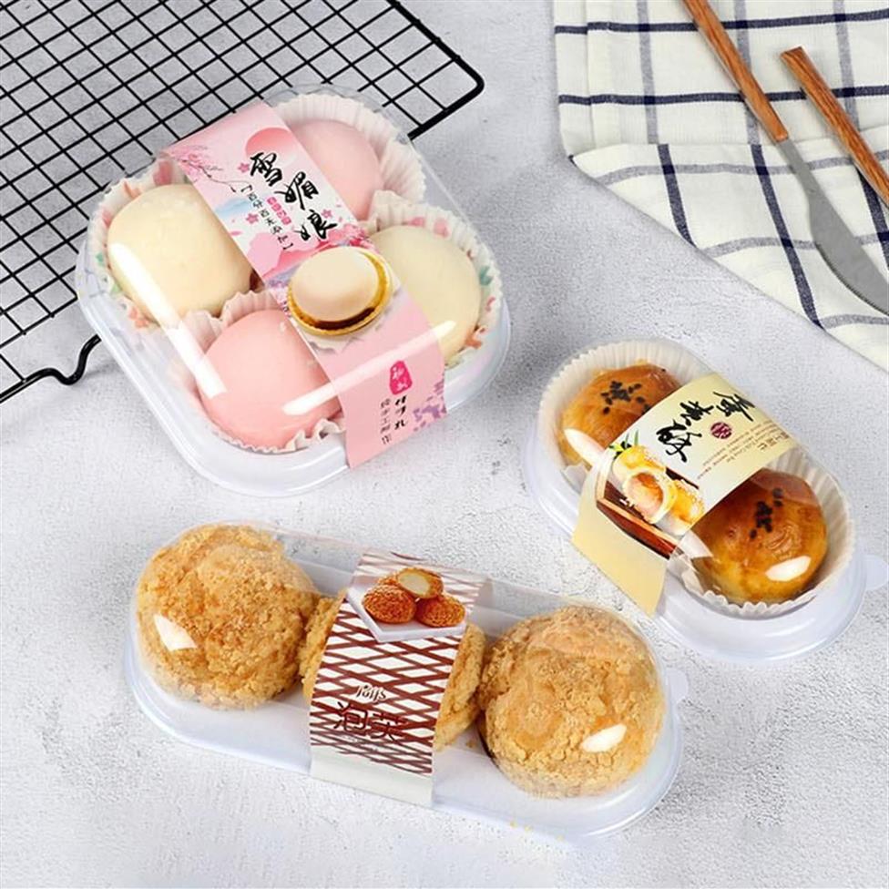 Gift Wrap 2 3 4 Cavities Round Plastic Cake Boxes And Packaging Egg-Yolk Puff Mooncake Food Container Bakery Bussiness Baking Pack3045