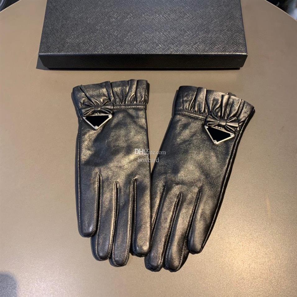 Delikatna ikonowa ikona ikona rękawiczki Kobiety Sheepskin Runtens oraz gruba skórzana rękawiczka zimowa miękkie rękawiczki z pudełkiem Bożego Narodzenia G331O