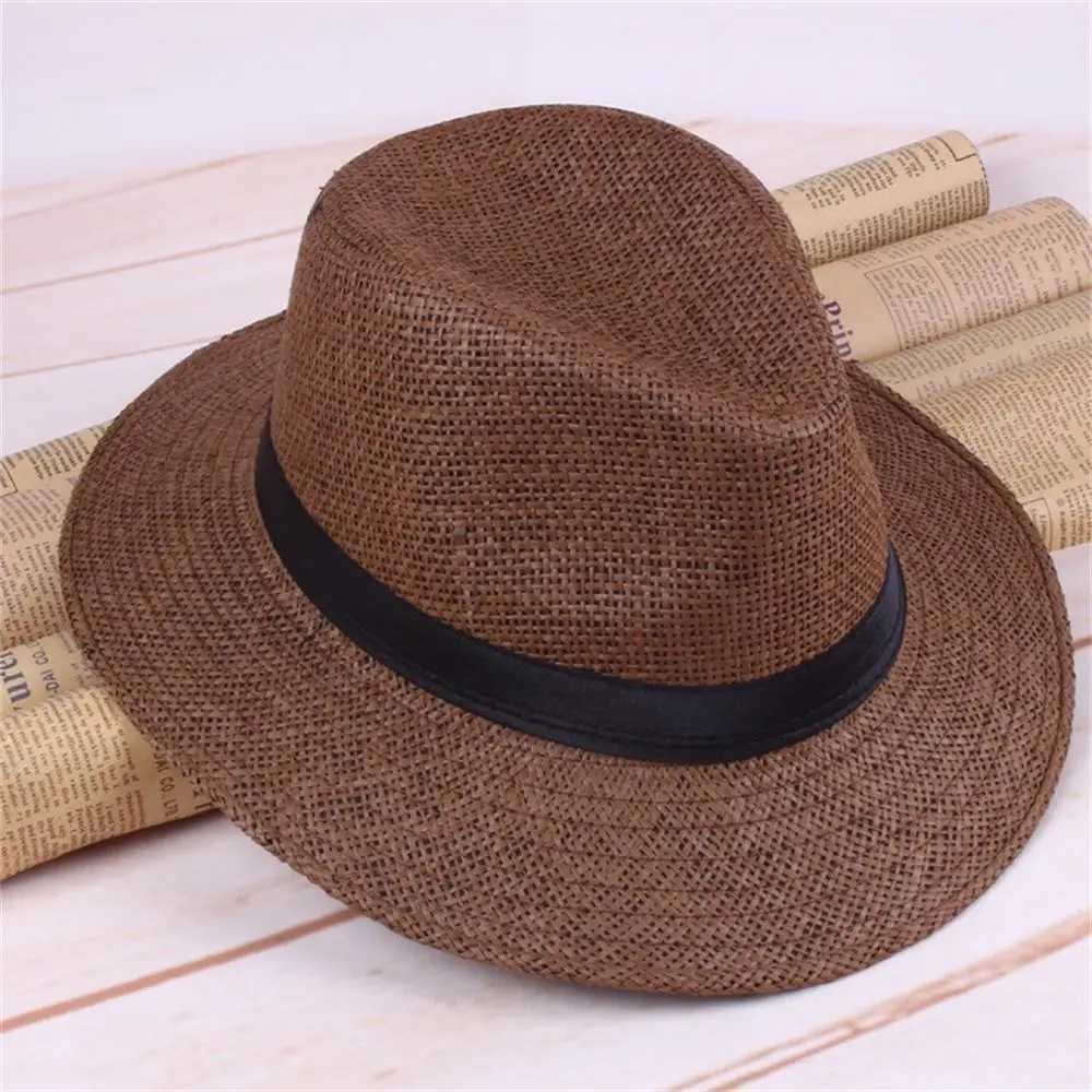 Chapeaux à bord large chapeaux Bucket Houstoor Travel Summer largeur large sunhat panama mens str hat denim c j240425