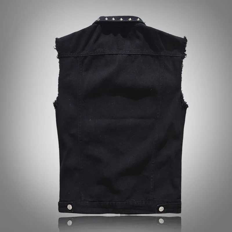 Vestes pour hommes Veste en coton déchiré chaud Gilet en jean pour hommes Hip Hop Jean manteaux Gilet hommes Cowboy Gilet Homme marque veste sans manches mâle TankL231122