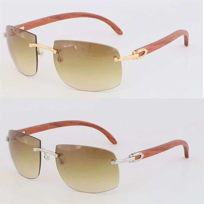 Diseñador de metal Gafas de sol de madera sin montura más grandes para hombre Forma cuadrada Cara 4189705 Gafas de sol Unisex C Marco de decoración Gafas masculinas y fem226i