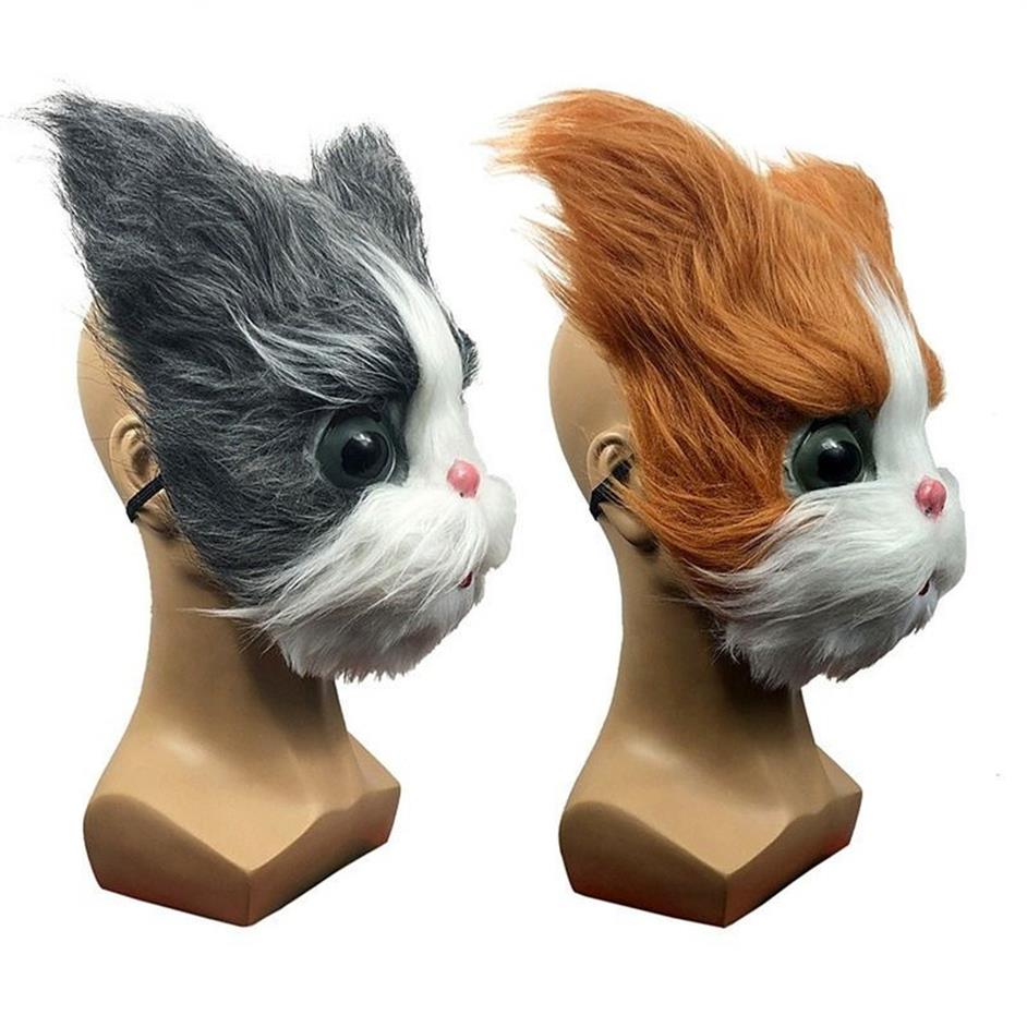 Masque de chat mignon Halloween nouveauté Costume fête masque complet 3D réaliste Animal masque de tête de chat accessoires de Cosplay 2207253916135273U