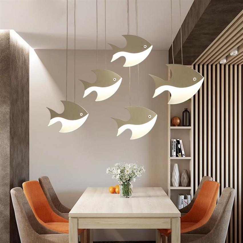 Lampes suspendues LED lustre créatif poissons lumières pour salle à manger salon cuisine chambre restaurant éclairage bar maison hang255e