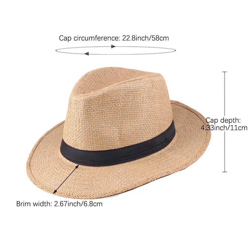 Chapeaux à bord large chapeaux Bucket Houstoor Travel Summer largeur large sunhat panama mens str hat denim c j240425