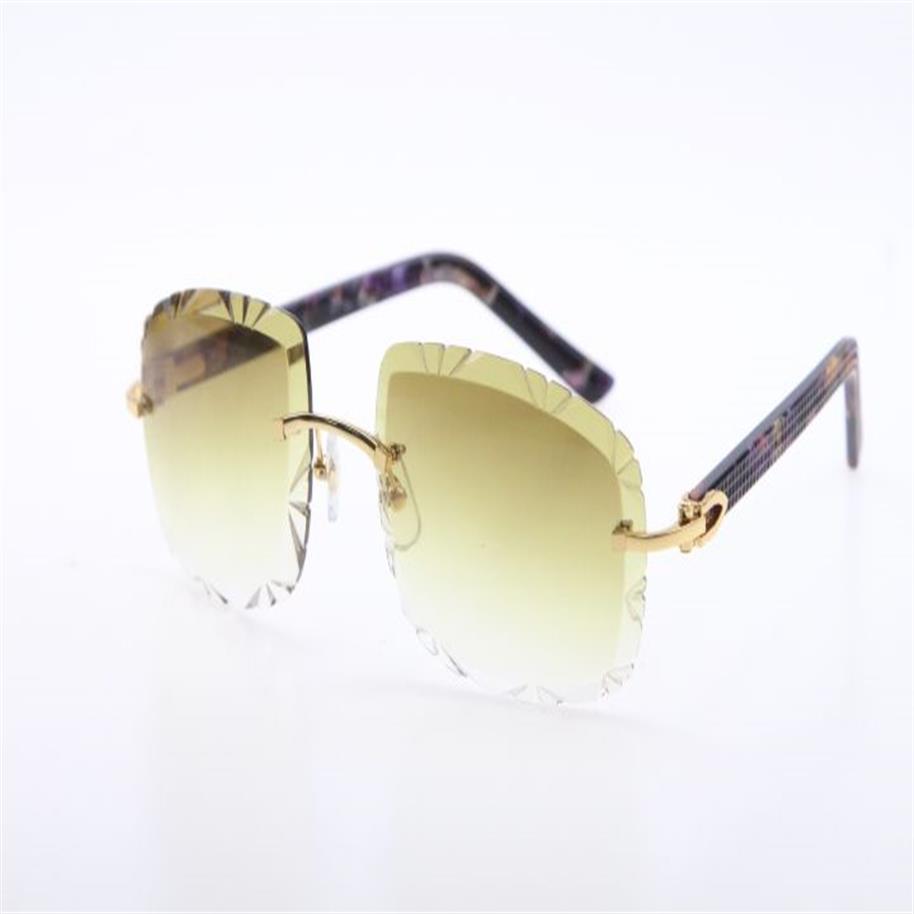 Ganze randlose Sonnenbrille 3524012-A Brille Marmor Lila Plank Sonnenbrille Mode männlich und weiblich C Dekoration Goldrahmen337T