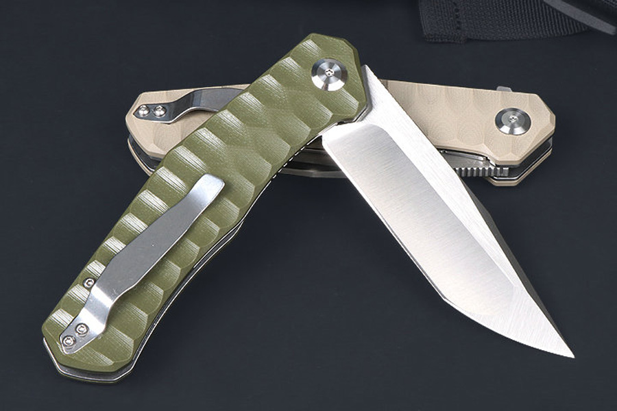 Nuevo M7685 Cuchillo plegable abatible D2 Satin Tanto Point Blade Acabado CNC G10 con mango de hoja de acero Rodamiento de bolas Cuchillos de bolsillo EDC de apertura rápida