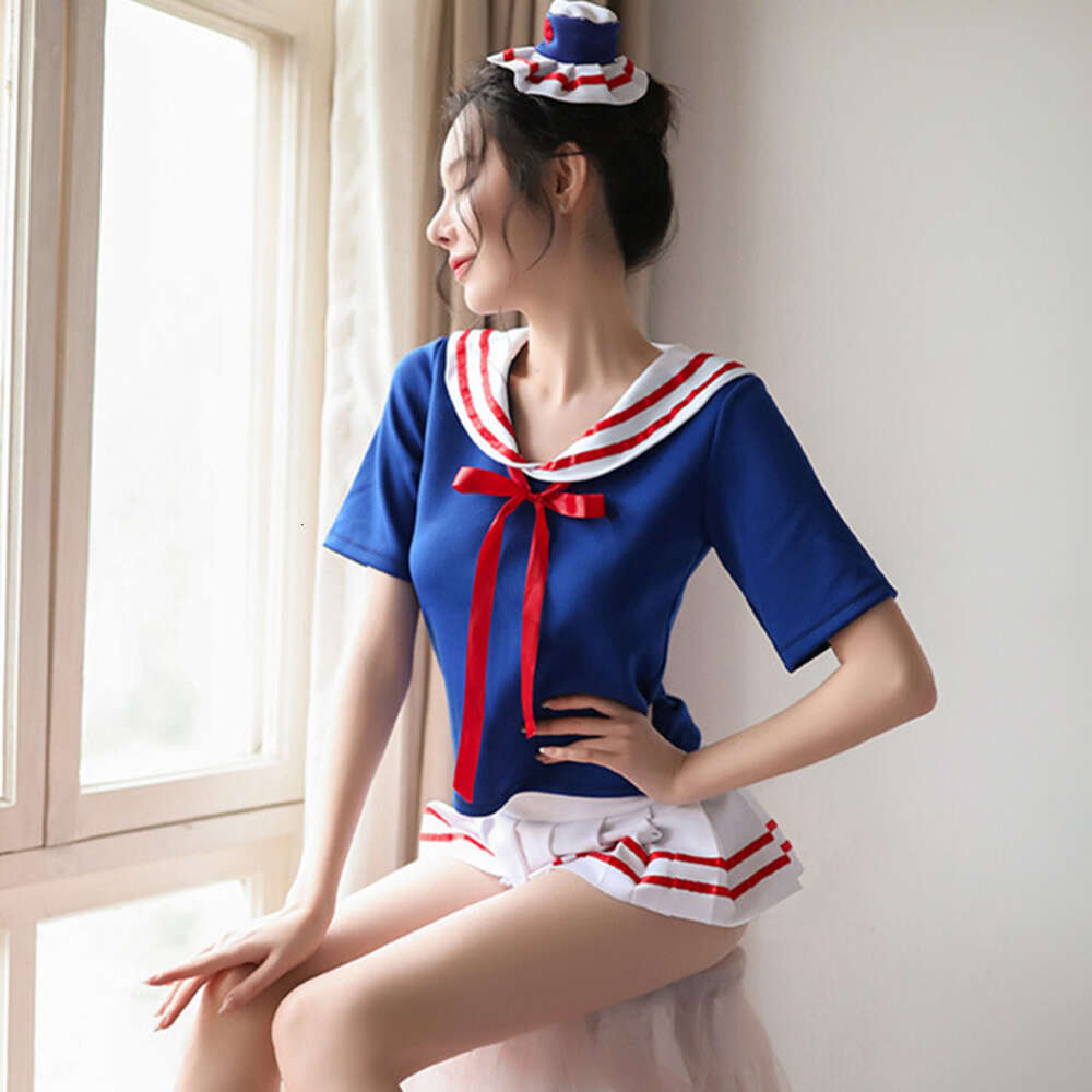 Kvinna sexiga uniformer student sjöman kjol set cosplay kostym kort ärm kostym flickor veckade kjolar sexiga