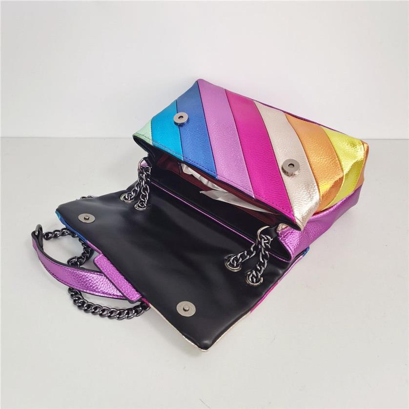 Eagle Head Kurt Geiger Bag Bag Rainbow Women Women Handbag Rointing Cross Cross Body Bag Patchwork Clutch275a