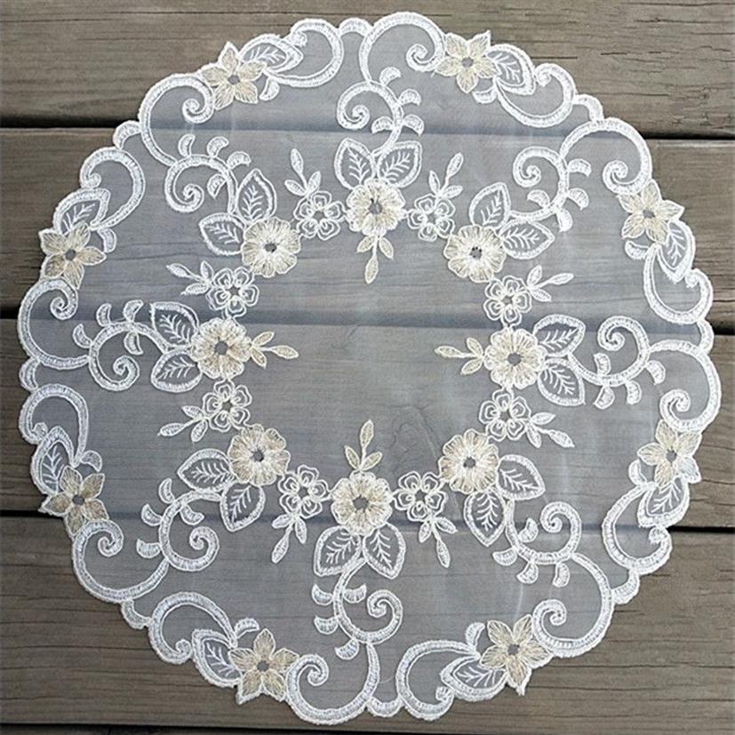 Tapis de Table brodé, napperons en dentelle, napperons en Crochet, tasse, sous-verres, napperon rond de 42cm, Kitchen274U