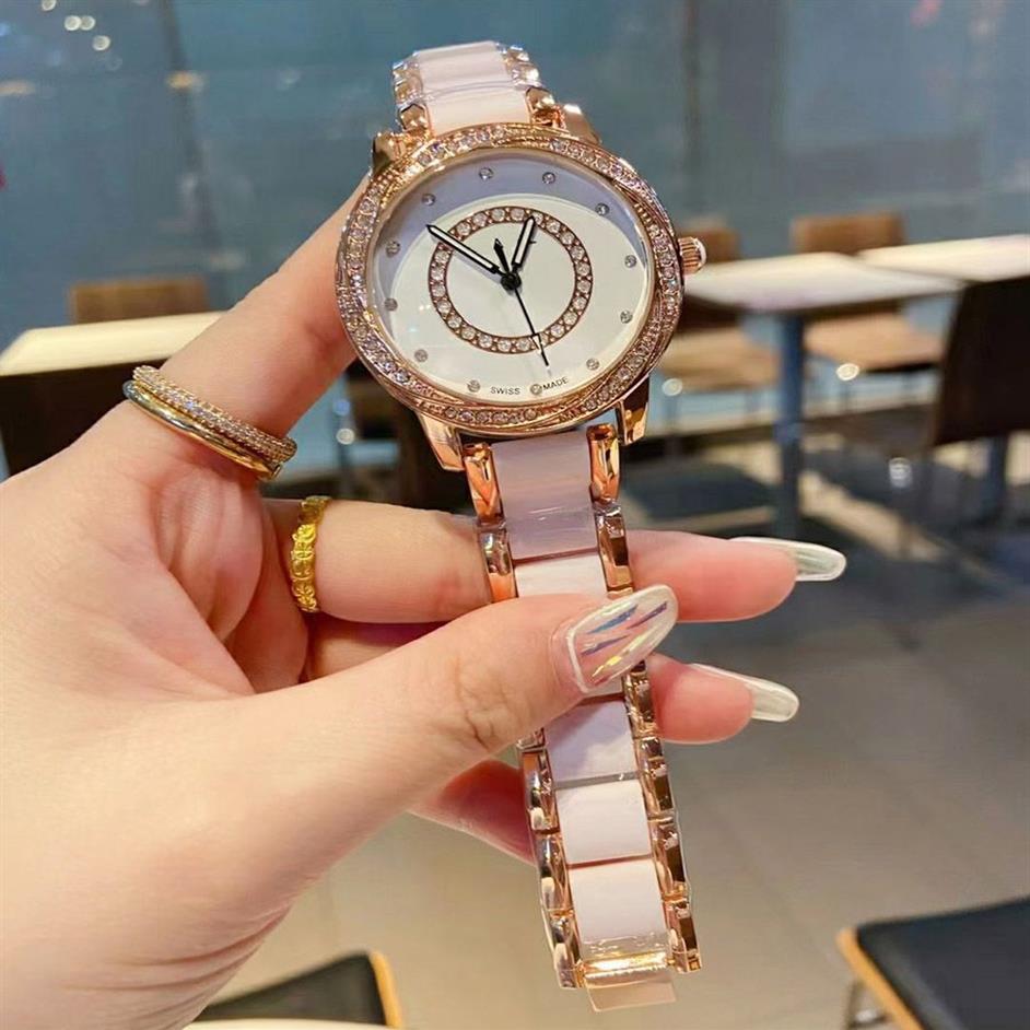 Брендовые часы для женщин и девушек в стиле кристаллов с металлическим стальным ремешком, кварцевые наручные часы CHA583083