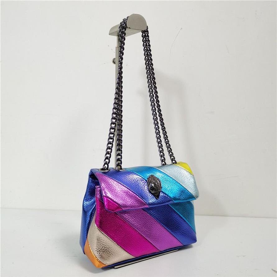 Kurt Geiger Bag Rainbow Women Handväska Jointing Colorful Cross Body Bag Patchwork Clutch254m