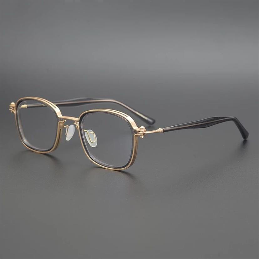 2021 Titan Acetat Vintage Quadrat Brillen Männer Frauen Retro Brillen Rahmen Optische Myopie Rezept Brillen Oculo258K