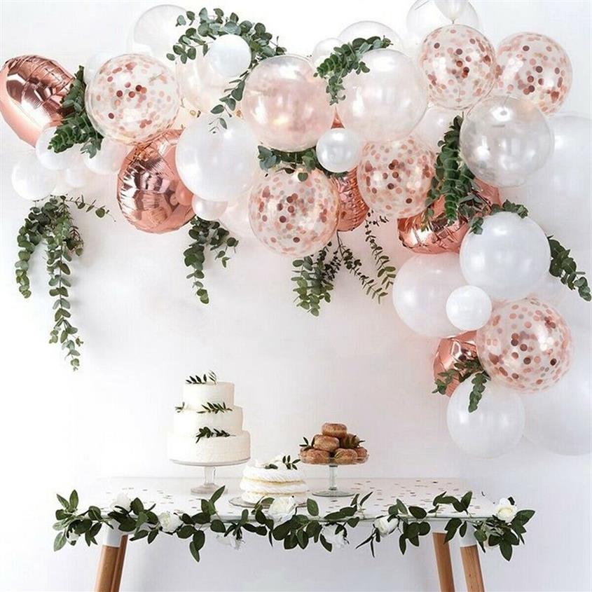 Rose Gold Balloon Garland Kit Latex Confetti Balloons Wedding Bridal Shower Baby Shower Girls Birthday Party Decorations 102182W