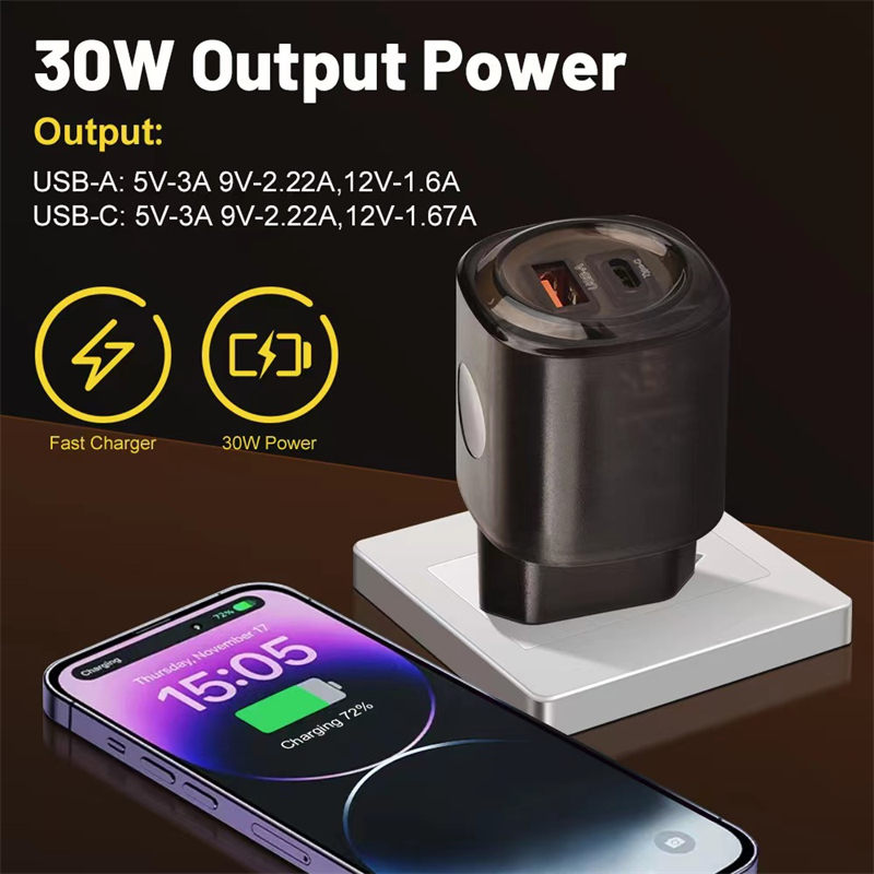 Chargeur de téléphone USB PD 30W Type C, Charge rapide 3.0, adaptateur, prise US/EU, pour Samsung s24, iPhone 15, ordinateur portable, Xiaomi