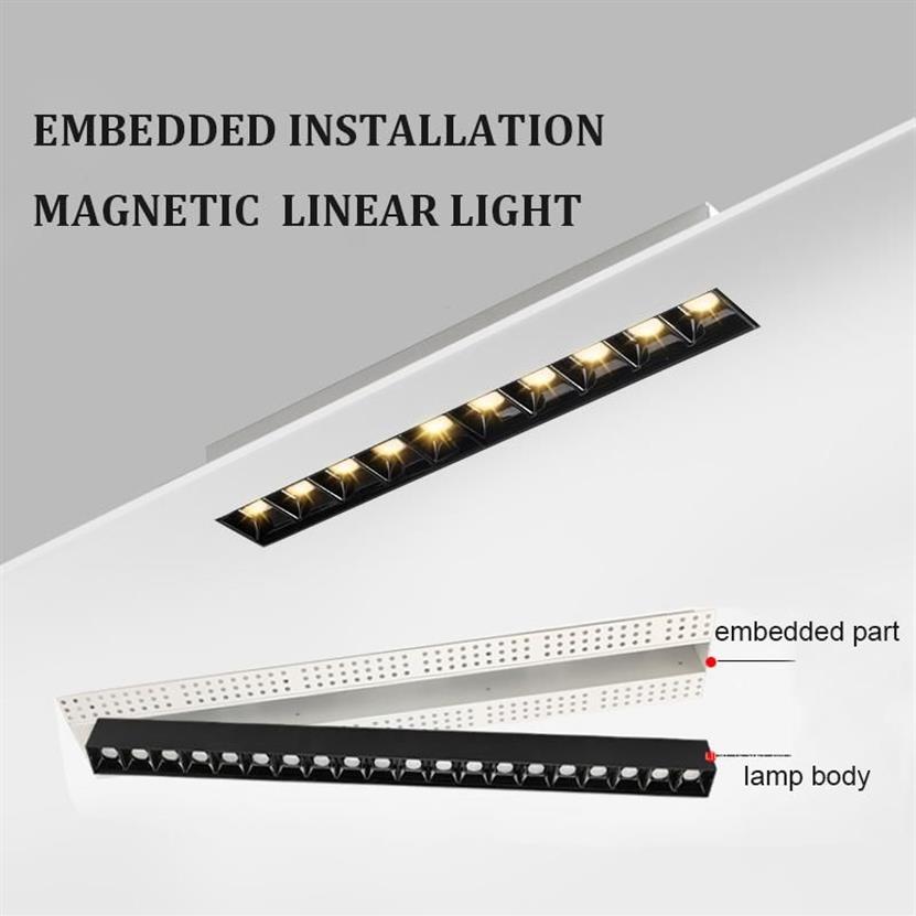 Faretto a LED a griglia lineare senza montatura Nessun design di illuminazione principale Moderno 5W 10W 20W Lampada da installazione incorporata magnetica Fixture235e