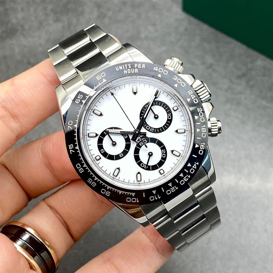 VK – boîte de montre chronographe en acier et céramique, certificat 116500, Panda en céramique blanche, 40mm, automatique et mécanique pour hommes, 180L
