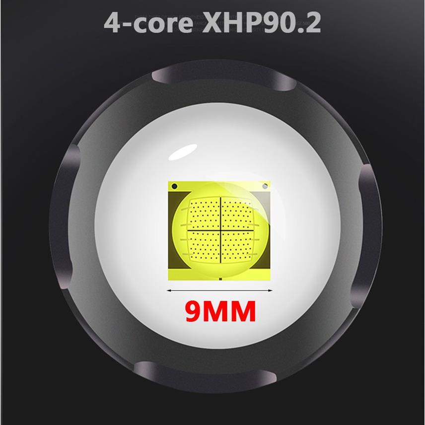 Z30 XHP90 2 Süper Parlak LED Çift Kafa El Feneri Su Geçirmez Şarj Edilebilir Zoomable Meşale Çalışma Işık Spot Işığı Sel Fener256V