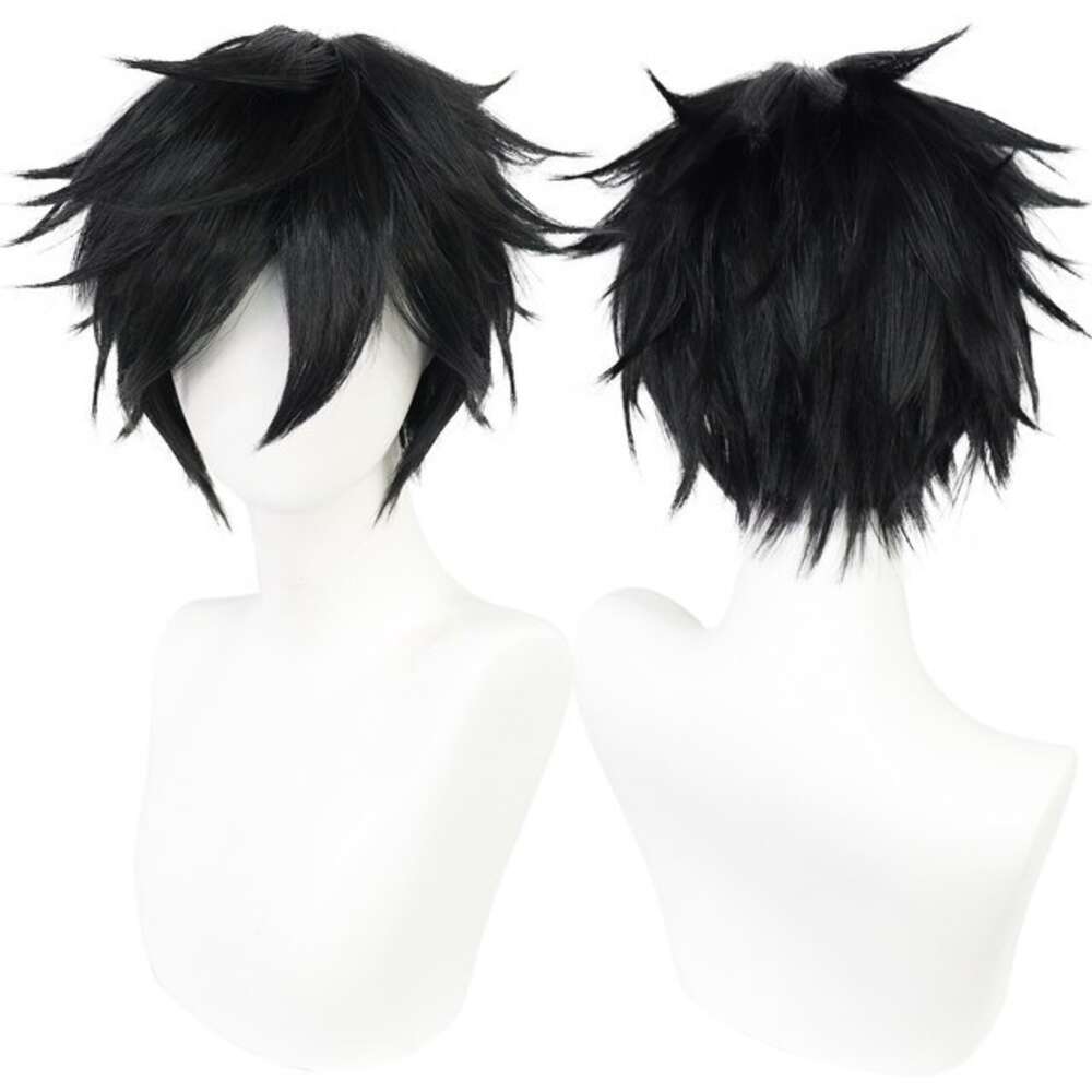 Perruque universelle courte lisse pour hommes, rouge, rose, Blonde, herbe, vert, noir, pour Halloween, Costume de Cosplay, fête