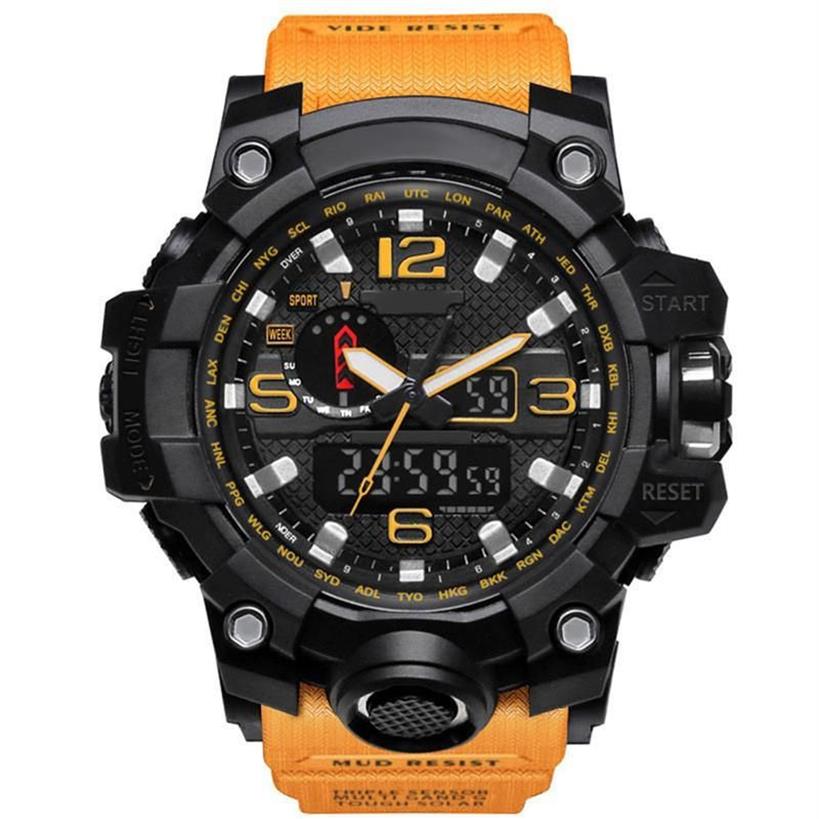 Mens Military Sports Watches Analog Digital LED Watch Thock resistenta armbandsur Män Electronic Silicone Gift Box306i