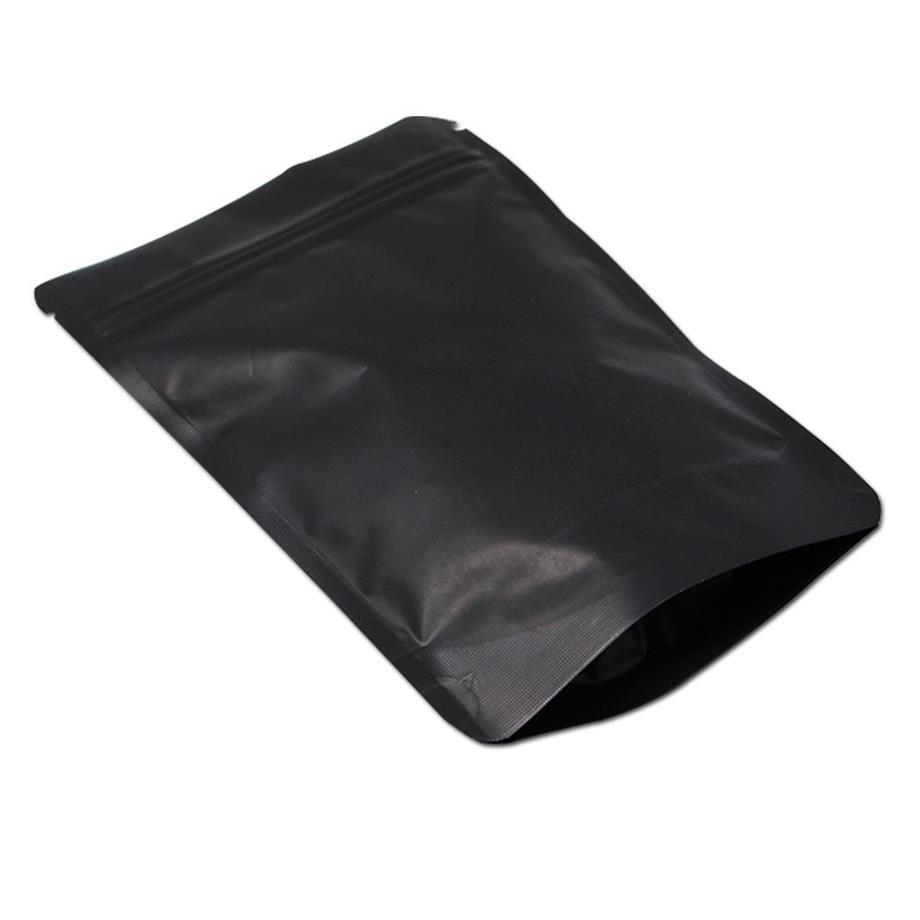 Pochette à Valve en aluminium pur mat, de 50 pièces, 13 à 21cm, pour le stockage des aliments, thermoscellable, en Mylar noir, fermeture à glissière, sacs d'emballage 223b