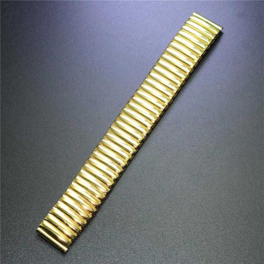 Watch Bands Way Deng - Women Men Golden Stainless Steel Flexible Stretch Watchband Band Strap Bracelet Cuff Bangle 18mm 20 Mm Y0952302