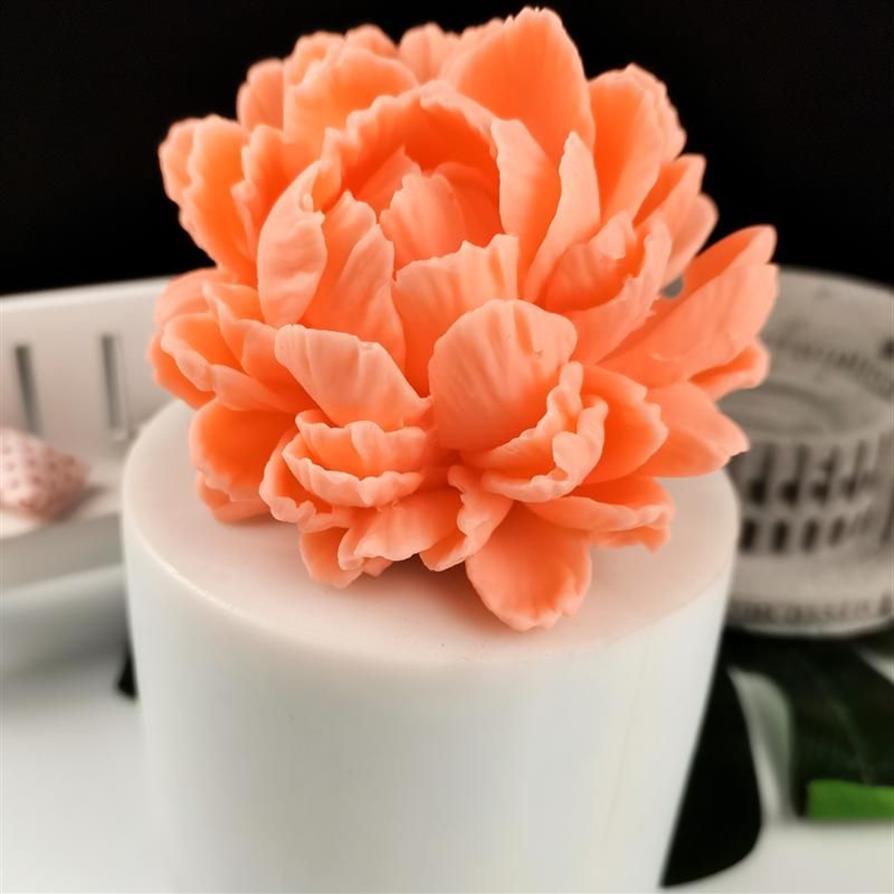 Moules de cuisson 3D pivoine fleurs forme silicone moule gâteau chocolat bougie savon moule bricolage aromathérapie décoration de la maison artisanat T211M