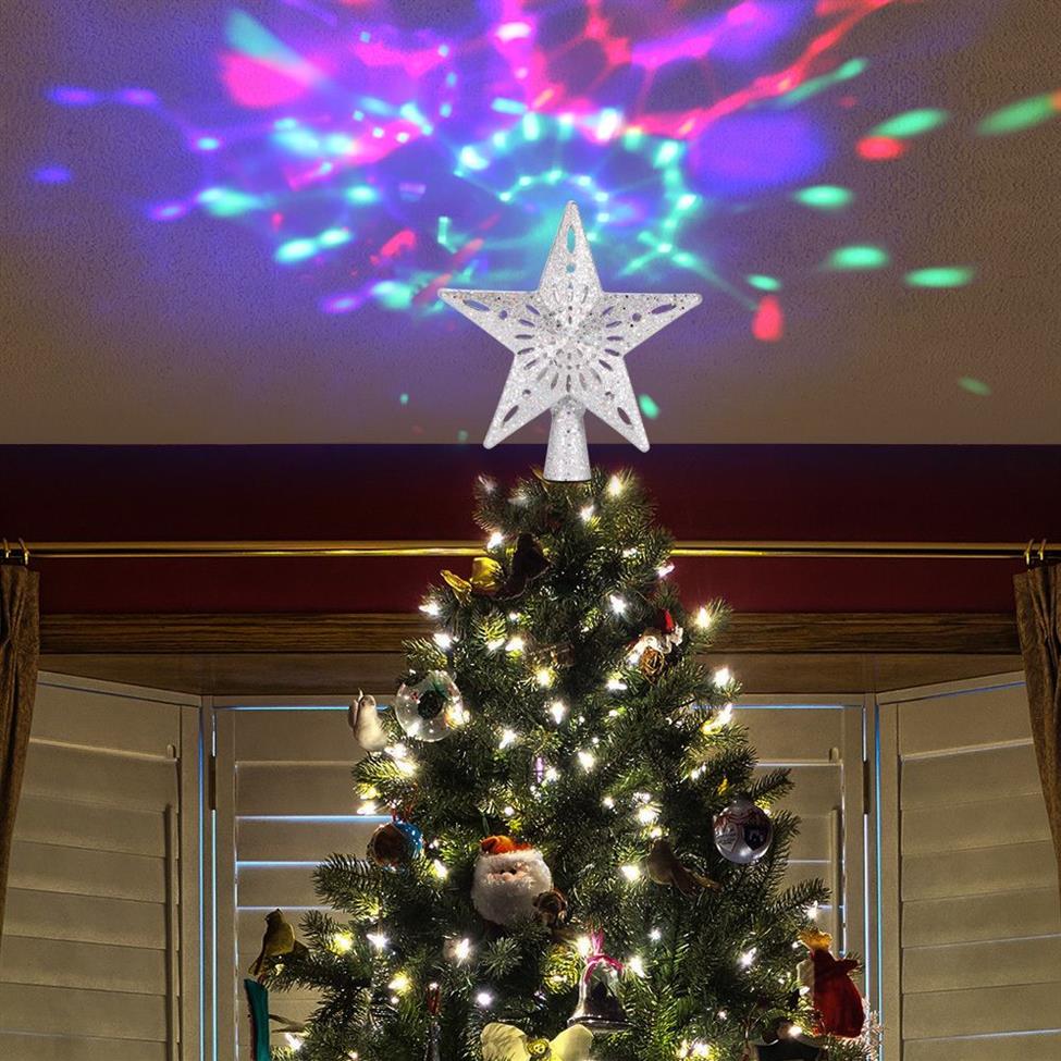 Kerstboom Toplicht Stervorm Verstelbare LED Sneeuwstorm Sneeuwpop Streep RGB Projectorverlichting Kerstdecoratie EU PLUG 2010240S