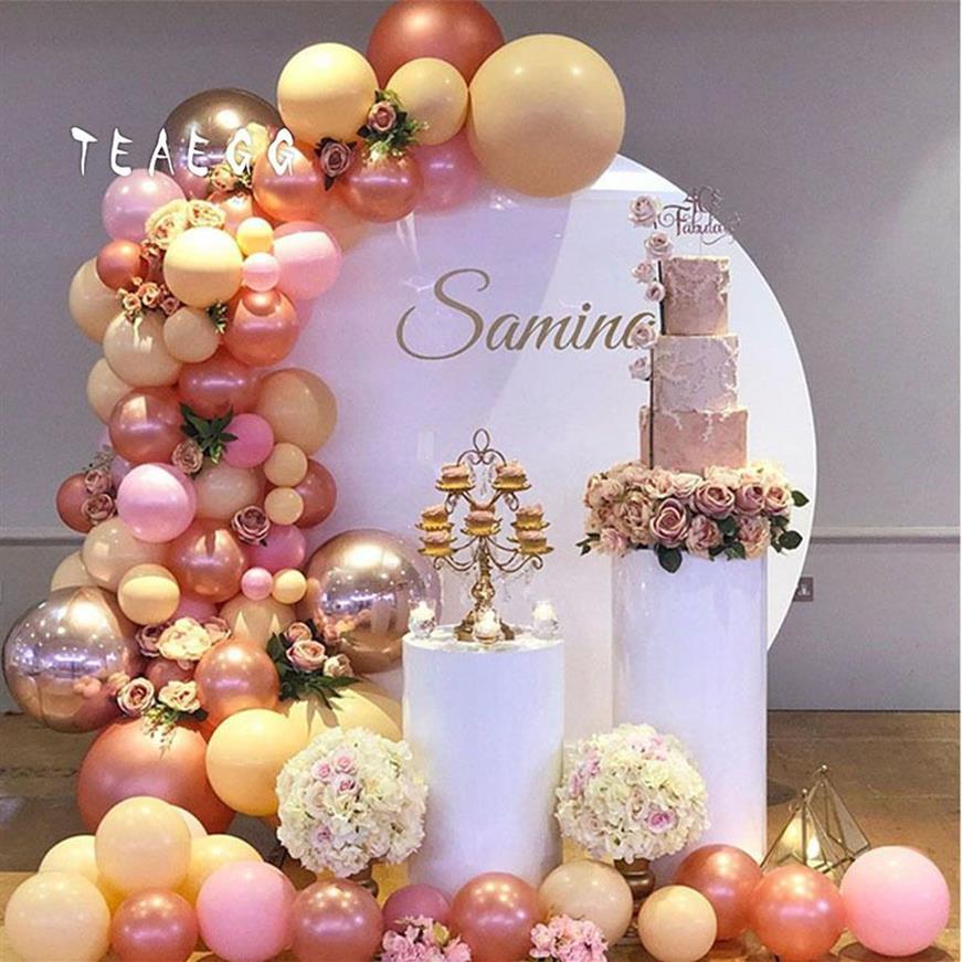 Rose Gold 4D Ballon Boog Garland Kit Ballon Bruiloft Baby Douche Afstuderen Verjaardag Organische Partij Decoratie Achtergrond T315A