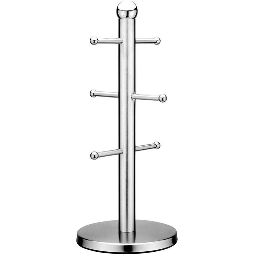 Ganci Binari in acciaio inox a forma di albero Portabicchieri Portabicchieri Portaoggetti Portaoggetti da cucina la casa Espositore da appendere Scaffale bicchieri 6 WF9222843