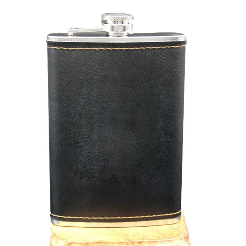 Flacon de hanche en acier inoxydable de haute qualité préféré, bouteille de whisky en cuir de 9 oz, gravure rétro, flacon de poche d'alcool avec boîte G218z