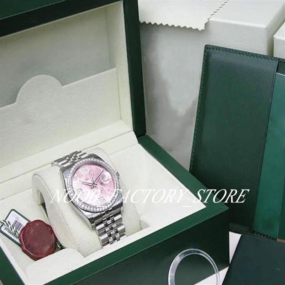 Relógios femininos fábrica 2813 movimento automático 36mm feminino rosa flor vestido presente de natal vidro safira com box234z original