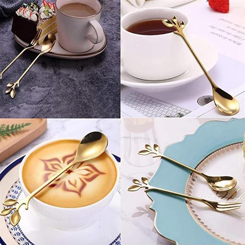 Dinnerware Sets Stainless Steel Cake Fruit Fork And Spoon Set Ice Cream Tea Coffee Tableware Tasting Dessert Forks215u