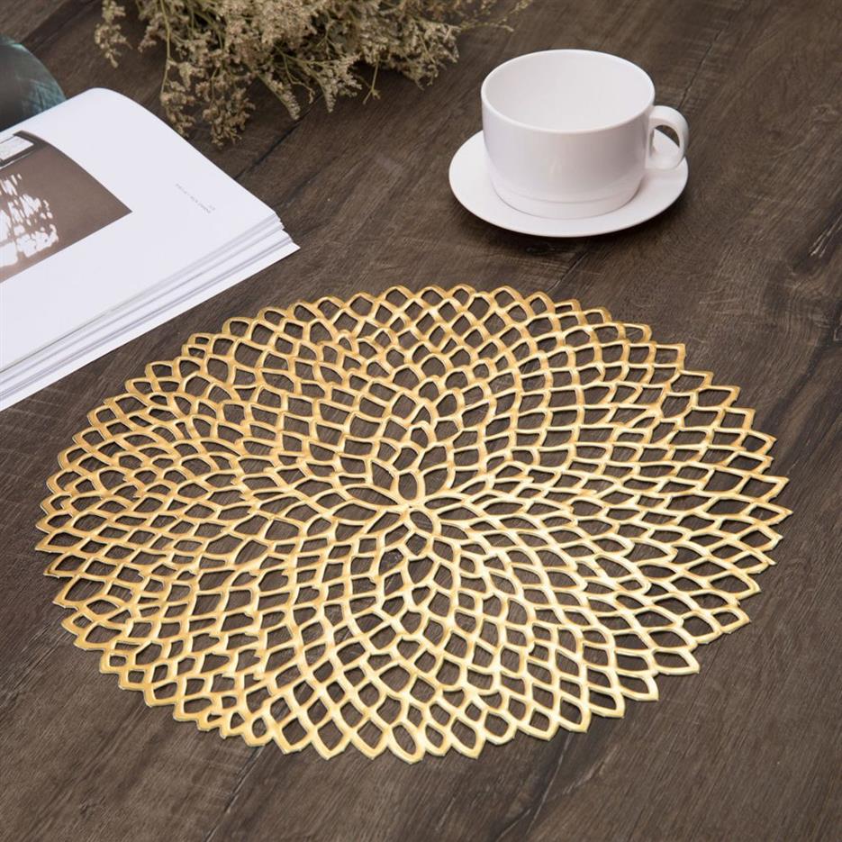 Placemats Voor Eettafel PVC Plastic Holle Isolatie Ronde Barokke Mediterrane Pads Tafelkommatten Home Decor204z