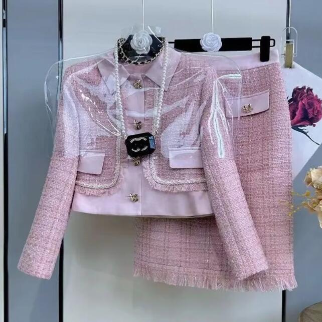 luxe damesset designer rok Set herfst winter vest jas korte rok geavanceerde tweedelige retro rokken pak
