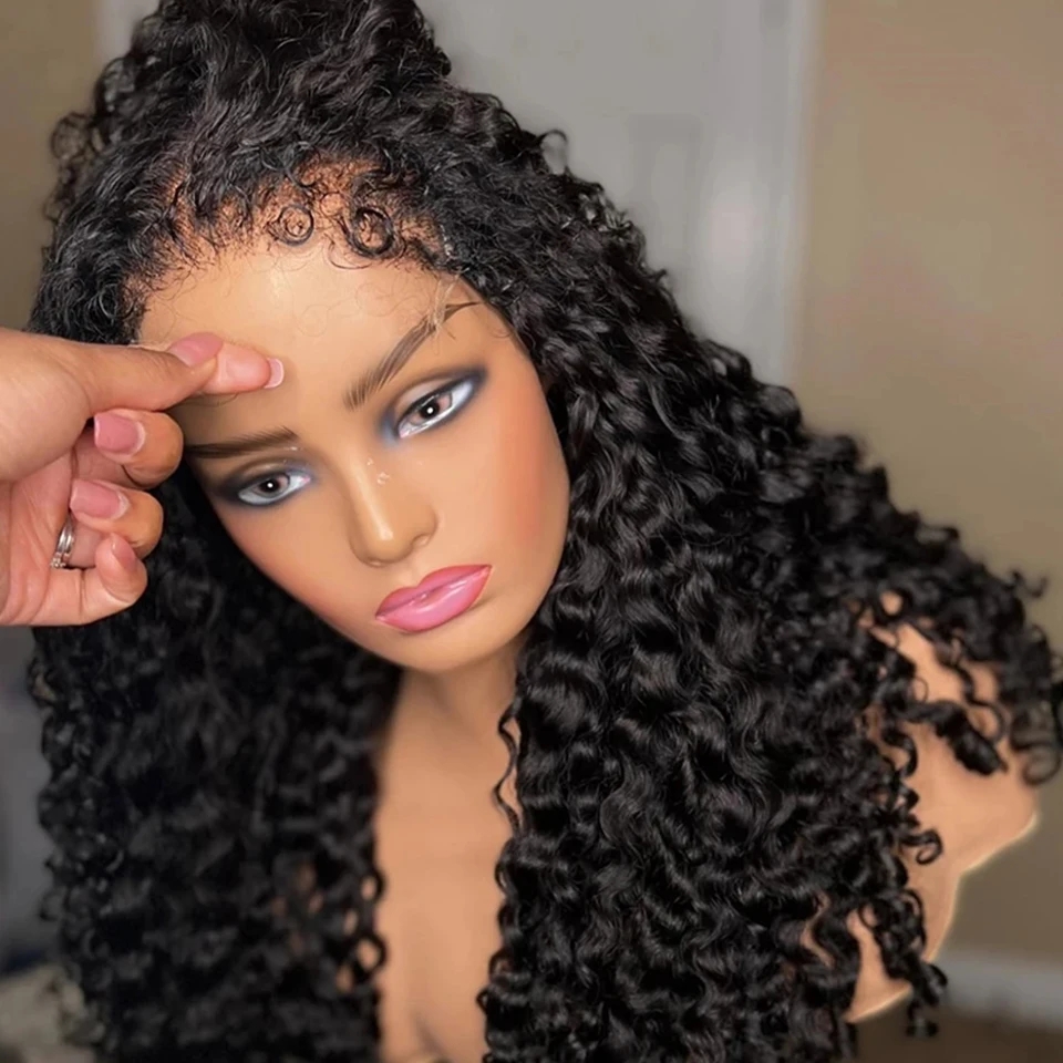 Yaki Kinky Edges Curly Baby Hair human hair Wig 360 full natural HD Lace Frontal Wig Kinky curly 360 Lace Front Wigs pre plucked 150%density for black women