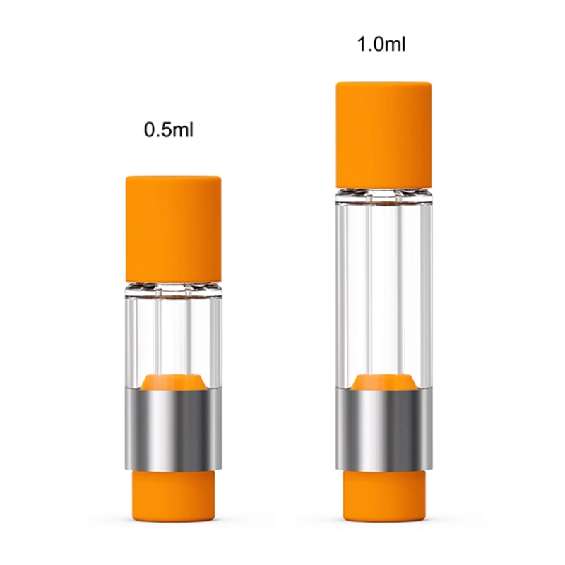 Full Glass Vape Cartridges Orange Yellow Blue Black White Silver 0,5 ml 0,8 ml 1,0 ml Rena alla glas 510 Tråd Lead gratis tomma vagnar