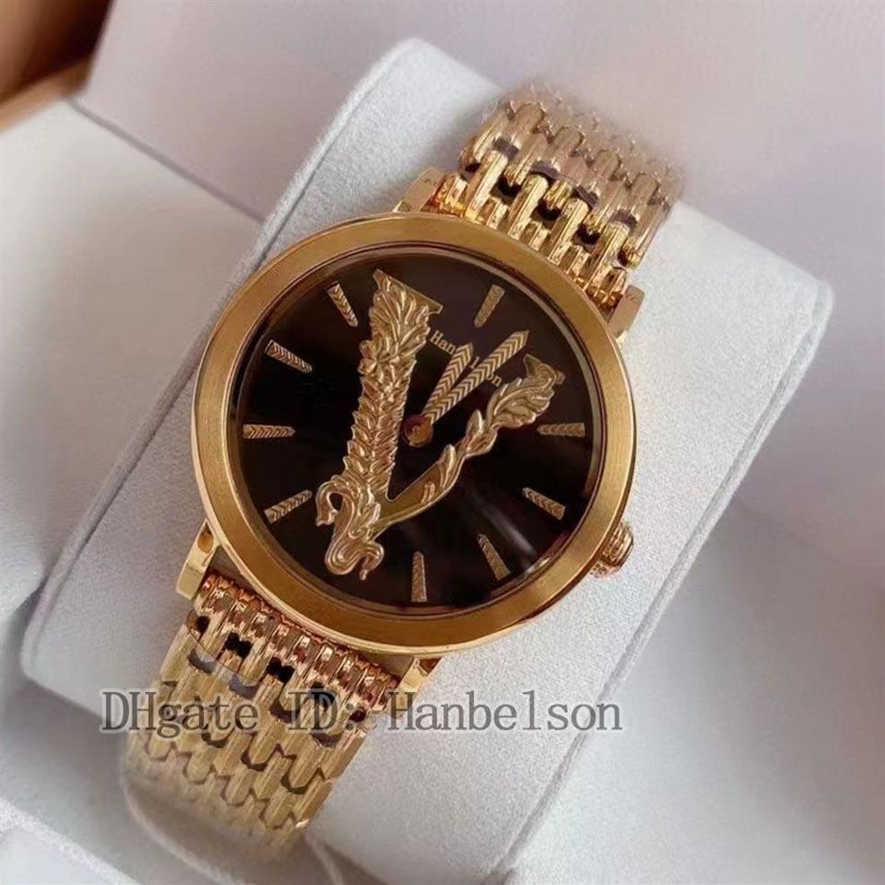 Relógio feminino quartzo 36mm senhoras relógios dois tons rosa ouro pulseira de aço inoxidável mostrador gravado relógio de pulso orologio di lusso276n