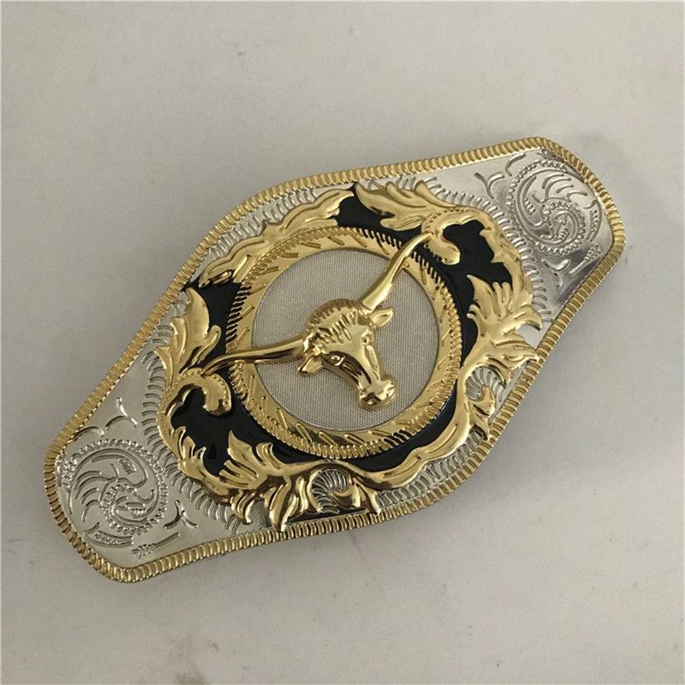 Big Size Gold Bull Head Western Belt Buckle For Cintura Cowboy210l