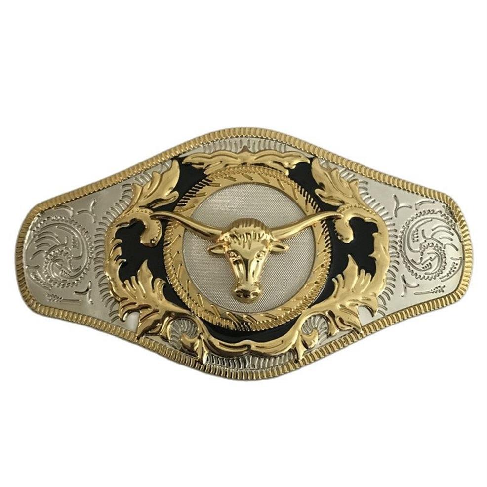 Big Size Gold Bull Head Western Belt Buckle For Cintura Cowboy210l