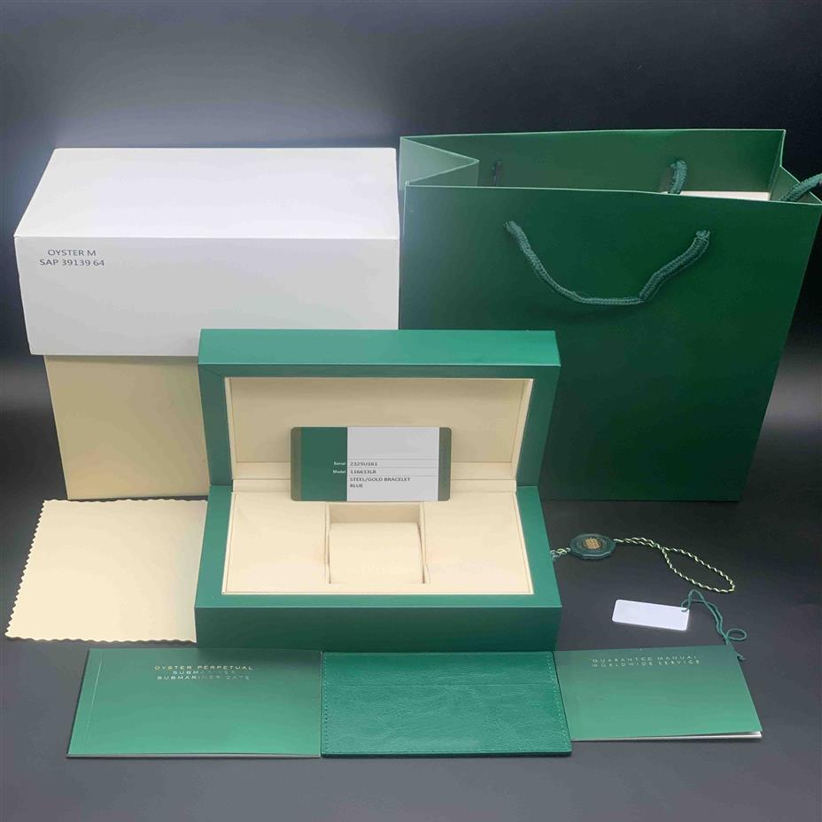 Original green wooden boxes gift can be customized model serial number small label anti-counterfeiting card watch box brochure fil255z