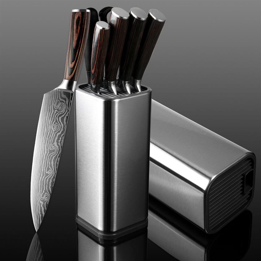 XITUO-Juego de Chef de cocina, 4-8 Uds., LNIFE de acero inoxidable, soporte para LNIFE, cuchillo de corte utilitario Santoku, cuchillos para pelar pan, tijeras 283G