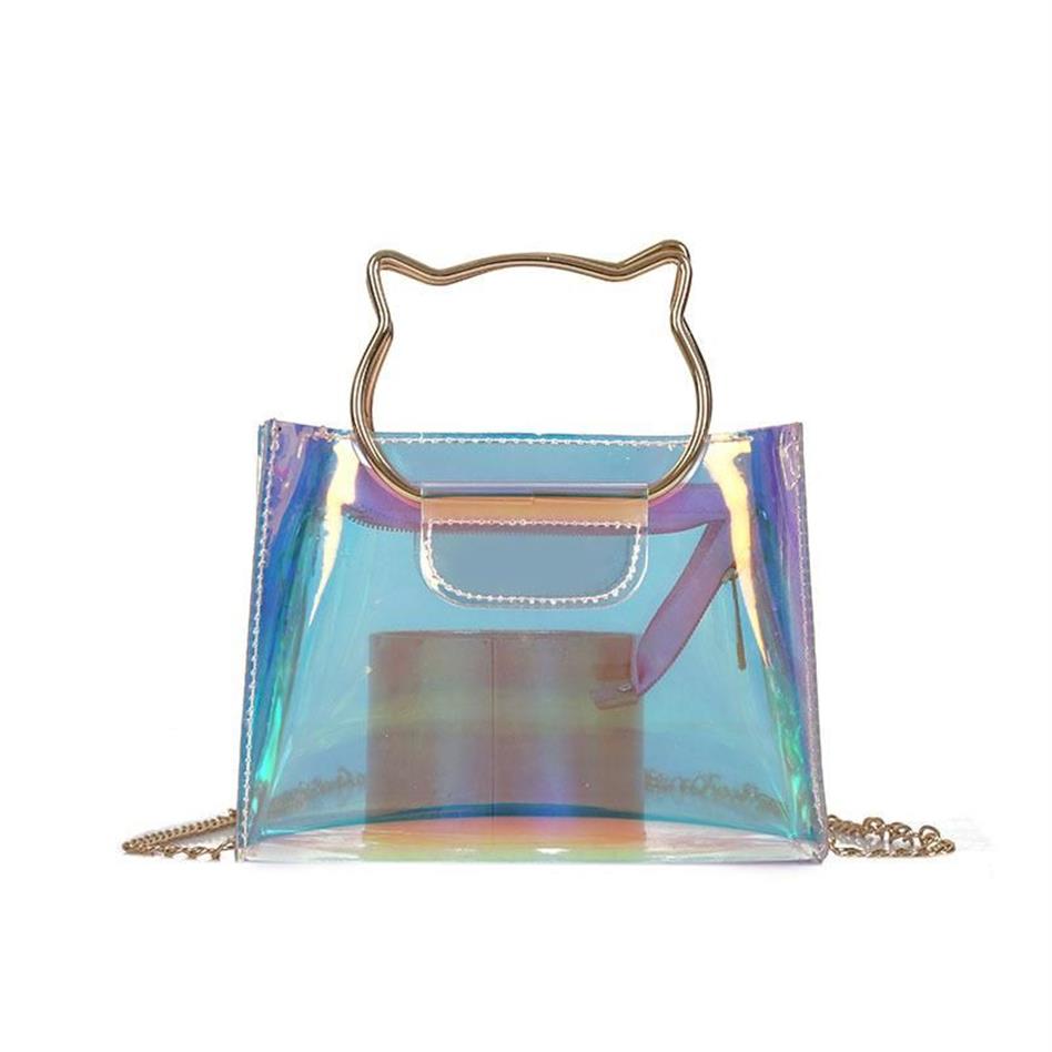 Torby wieczorowe 2022 Damskie torby na ramię modzie laser przezroczysty crossbody clear pvc galaretka mała Tote Beach Lady Sac femme bandoulie207g