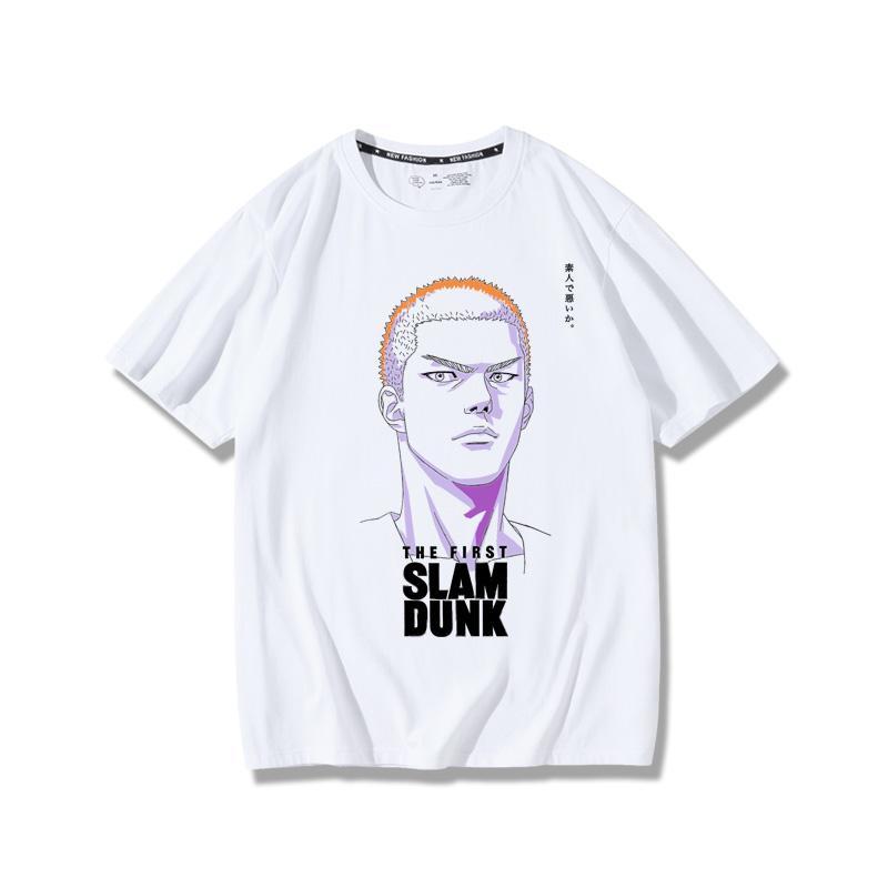 Slam Dunk Master Movie Co T-shirt de marque Sakura Flower Path Flowing River Maple Couple Robe D'été Pur Coton Lâche Marque De Mode À Manches Courtes
