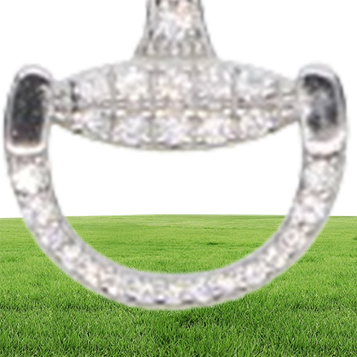 Prata esterlina micro pave cz snaffle bit pingente colar para amante do cavalo colar de prata fina alta qualidade 3651805