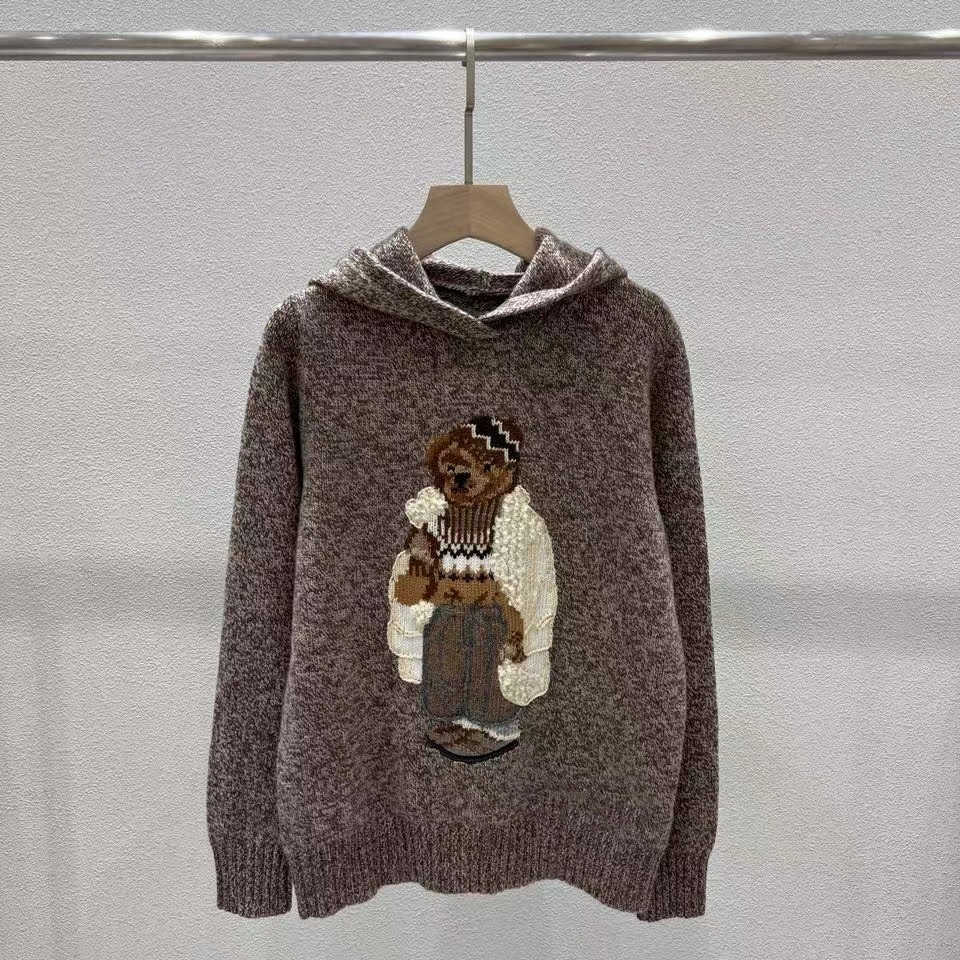 2023 Damestrui Ontwerper Origineel Modemerk Laurens Herfst en Winter Nieuwe Unisex Britse Stijl Geborduurde Jas Polo Teddybeer Capuchon Kasjmier Woo