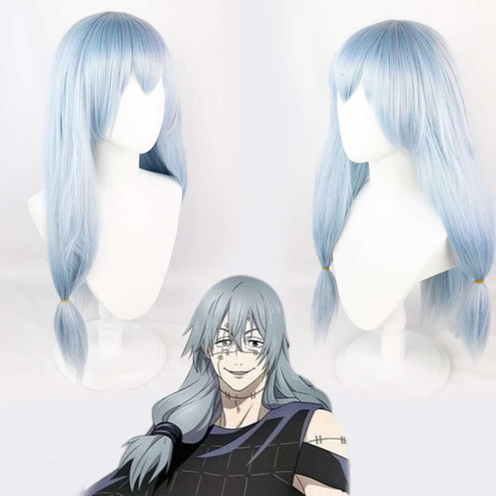 Jujutsu Kaisen Mahito Long Christmas Sier Blue Gray Wig Anime Cosplay Heat Resistant Synthetic Wigs