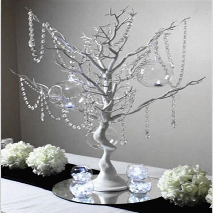 30 Manzanita Albero artificiale Centrotavola bianco Party Road Lead Table Top Decorazione di nozze 20 catene di cristallo231O