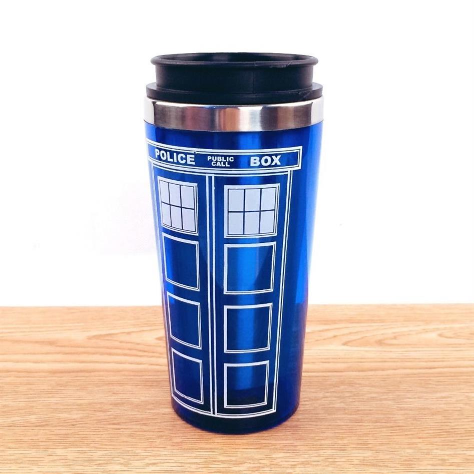 Doctor Dr Who Tardis kaffekopp rostfritt stål interiör termos mugg termomug termocup 450 ml kvalitet 201109290w