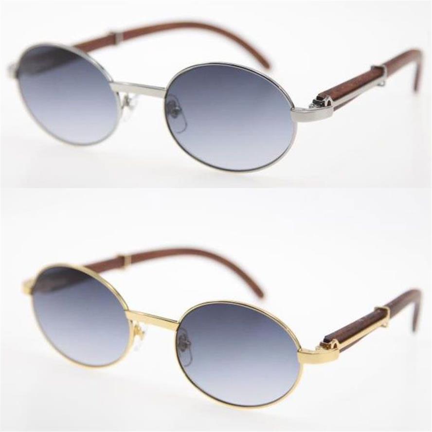 Venta de gafas de sol redondas de gran tamaño de madera de oro de 18 quilates de edición limitada Decoración Marco de madera Decoración C de alta calidad Lente UV400 Gafas de sol 218I