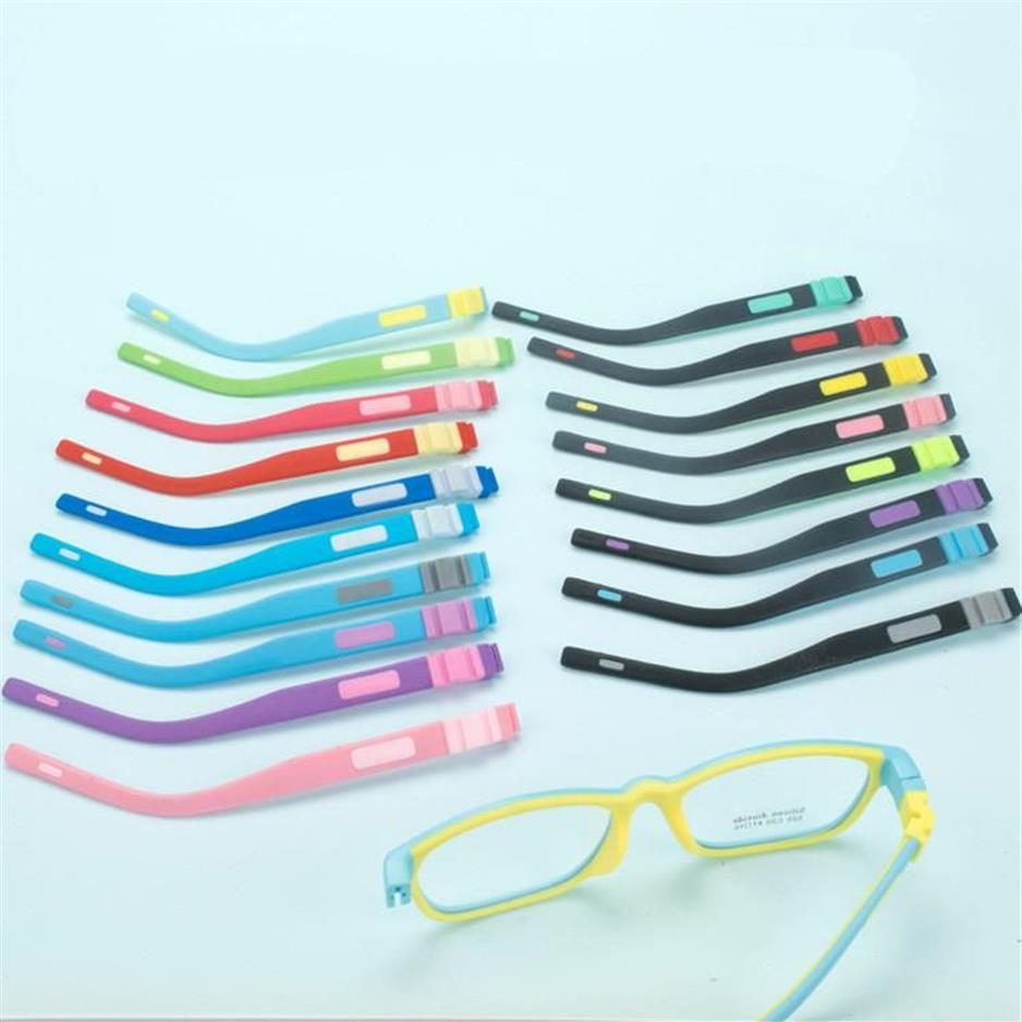 Monturas de gafas de sol de moda, gafas de silicona para niños, patas a presión, patillas de color, par de accesorios opcionales multicoloresFashion235B